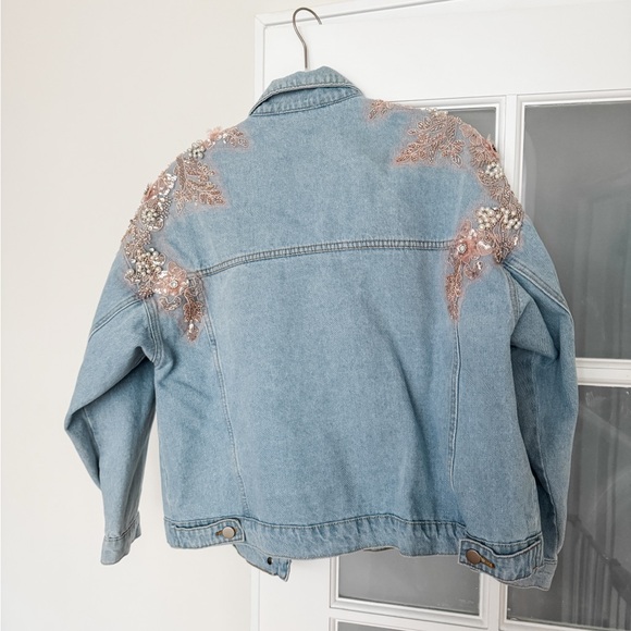 Vici/Polagram Light Blue Embellished Jean Jacket - Picture 2 of 7